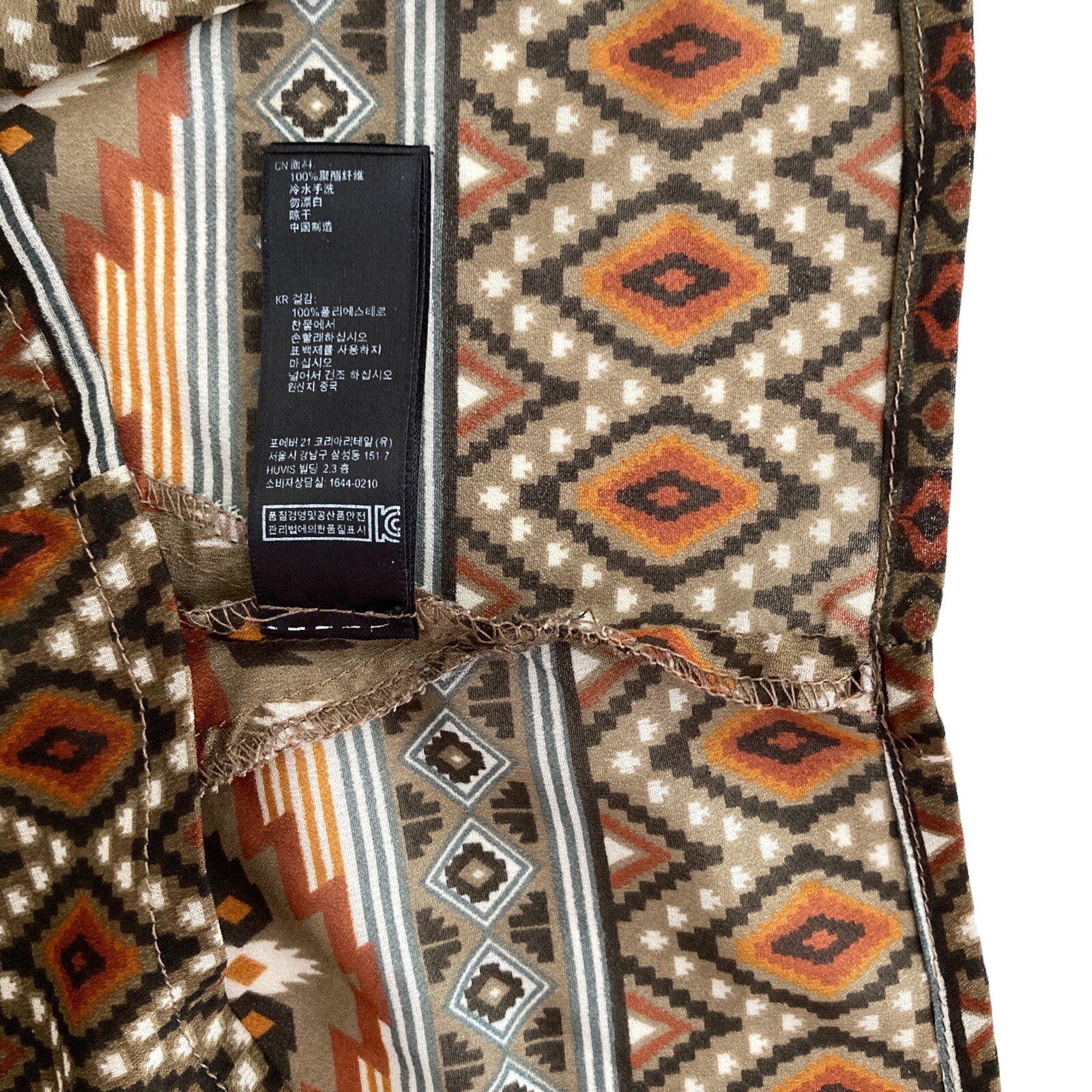 Love 21 Womens Size Medium TUNIC Aztec Art BLOUSE Geometric Pattern SHEER V-Neck