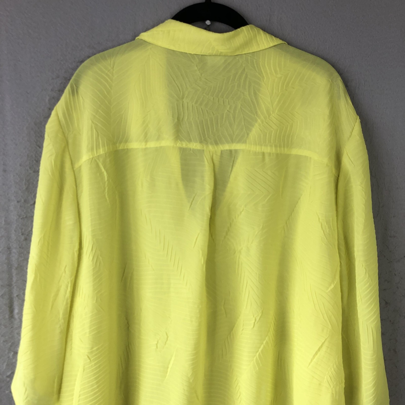 Neon Yellow Shirt Womens 2X Yellow Button Front Blouse Tunic Bold Summer