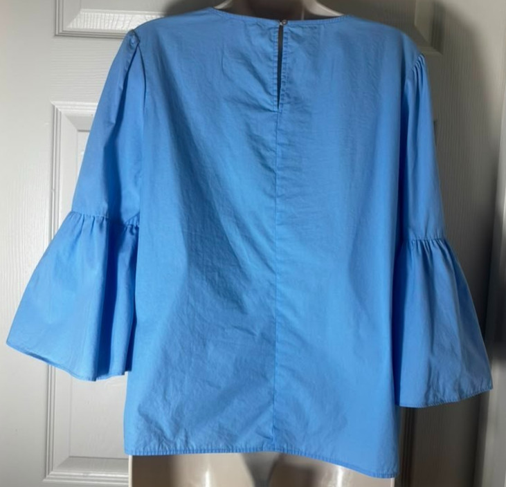 Philosophy Republic Women’s Blue 100% Cotton Pearl Bell Sleeve Blouse Size M