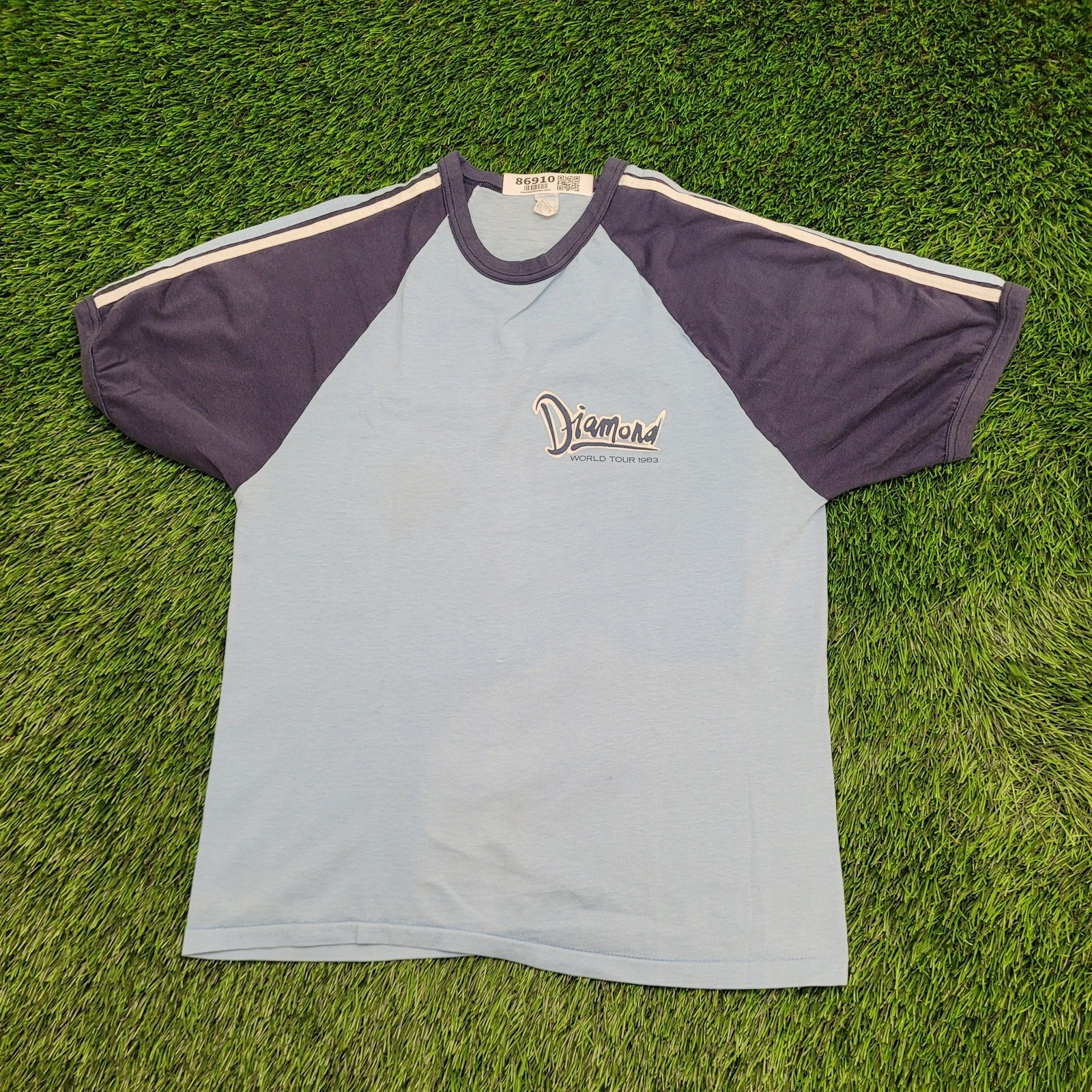 Vintage 1983 Diamond World Tour Shirt Womens XS/S 18×24 Blue