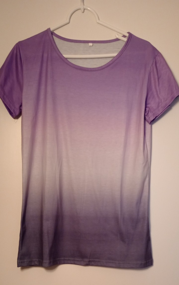 Women’s Purple and Gray Ombre Short Sleeve T-Shirt Size M