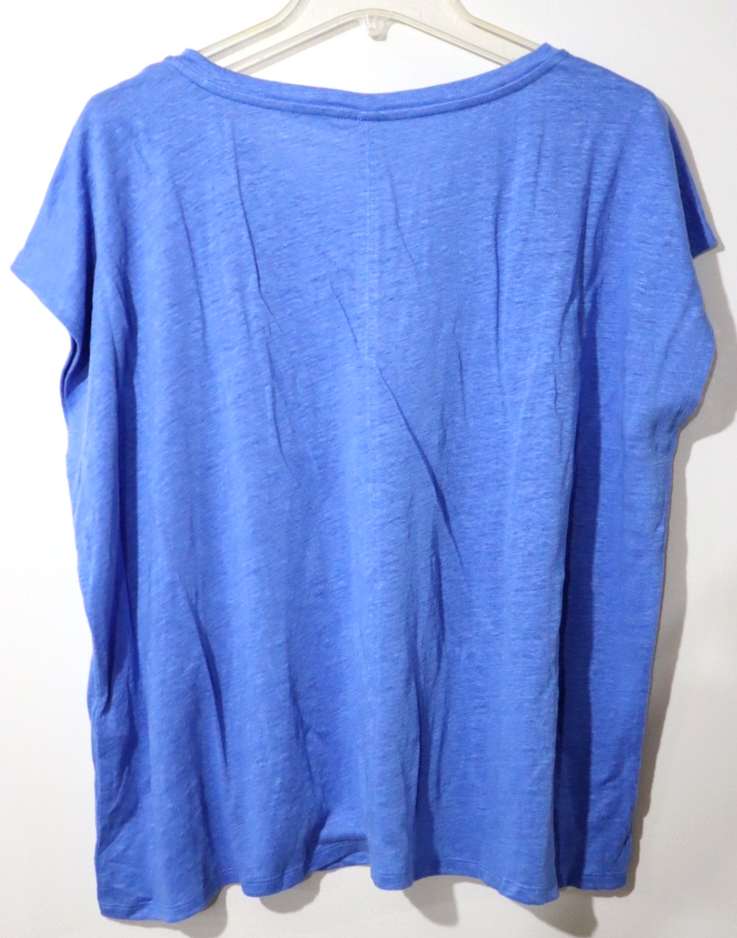 Eileen Fisher Women`s $118 Organic Linen Jersey V-Neck Tee in Cornflower size 2X
