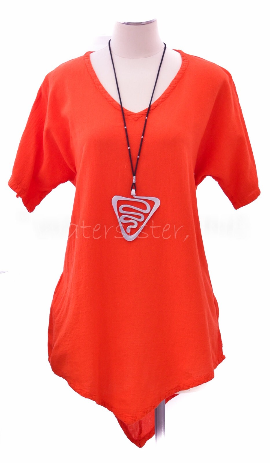 WATERSISTER Cotton Gauze ZENA TUNIC Long V-Hem Top 1(M/L) 2(XL/1X) oh my COLORS