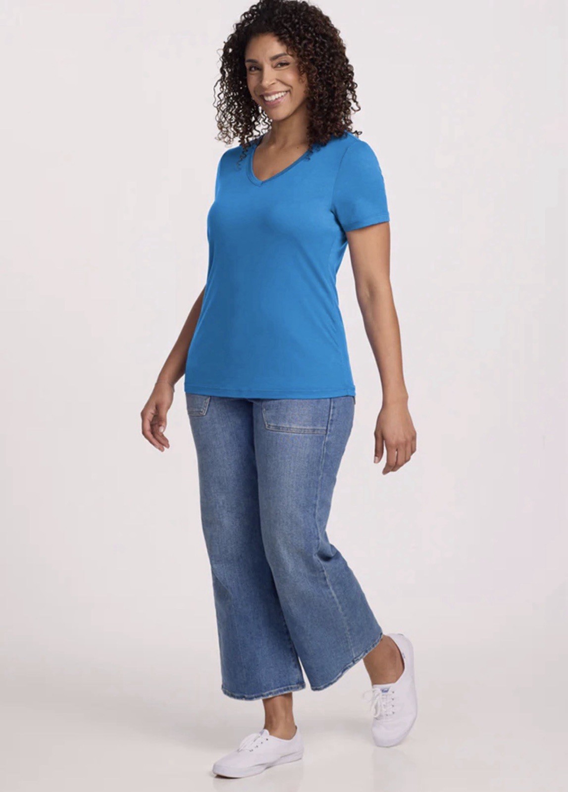 Woolx Junie Blue Merino Blend Short Sleeve V-Neck Women’s Size Small