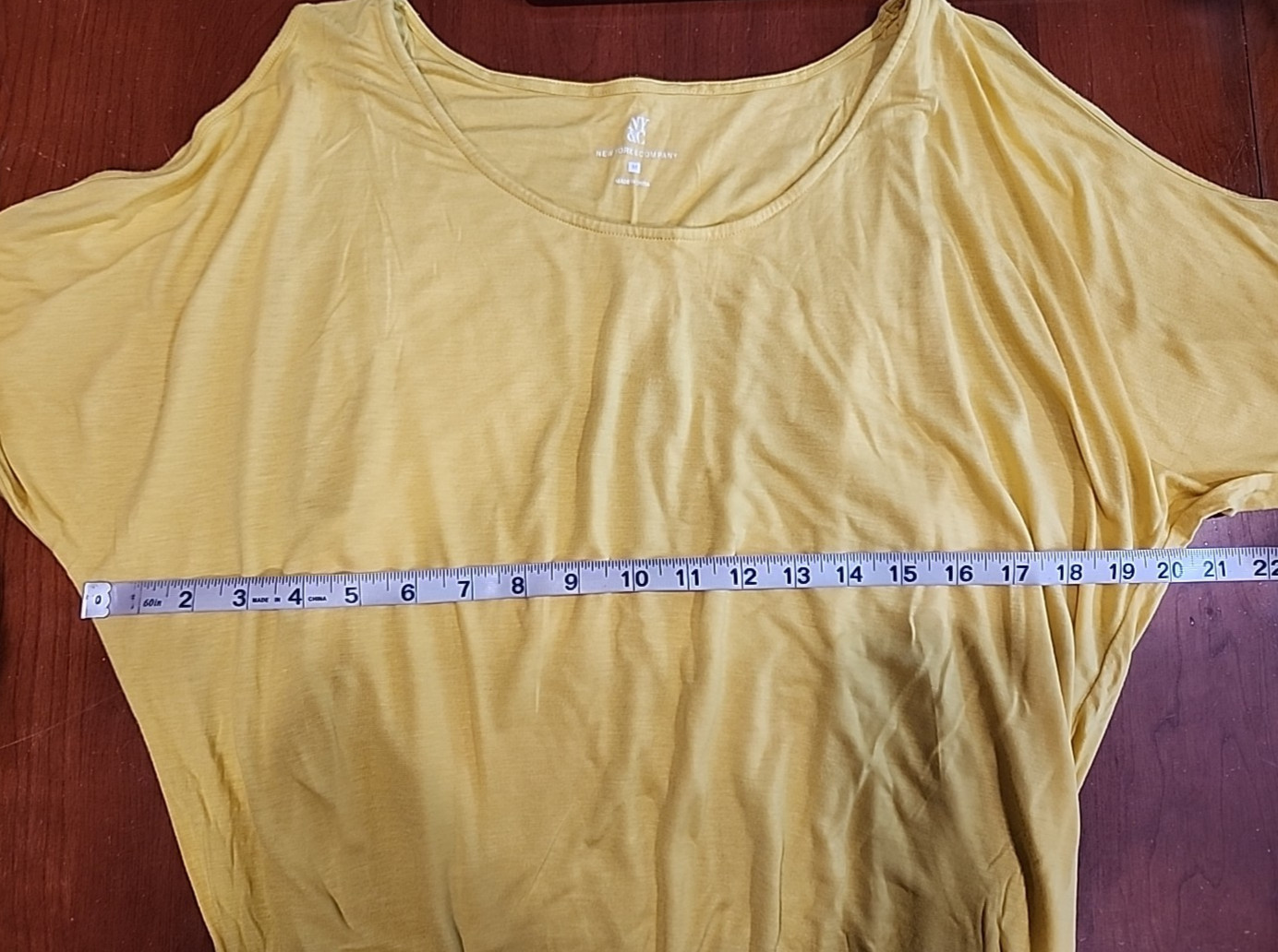 New York & Company Yellow Cold Shoulder Sleeve Shirt Womens M Chest 40 320-36482