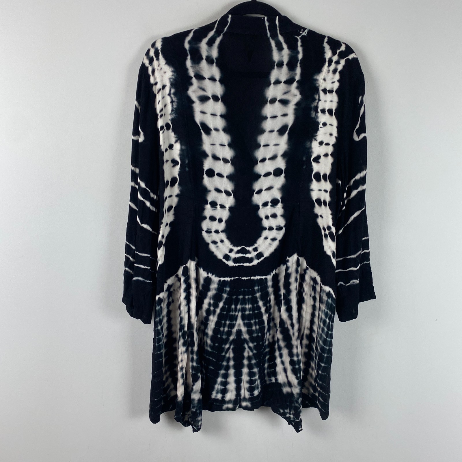 XCVI Button-Up Tunic Top Size Large Black Tie Dye Sheer