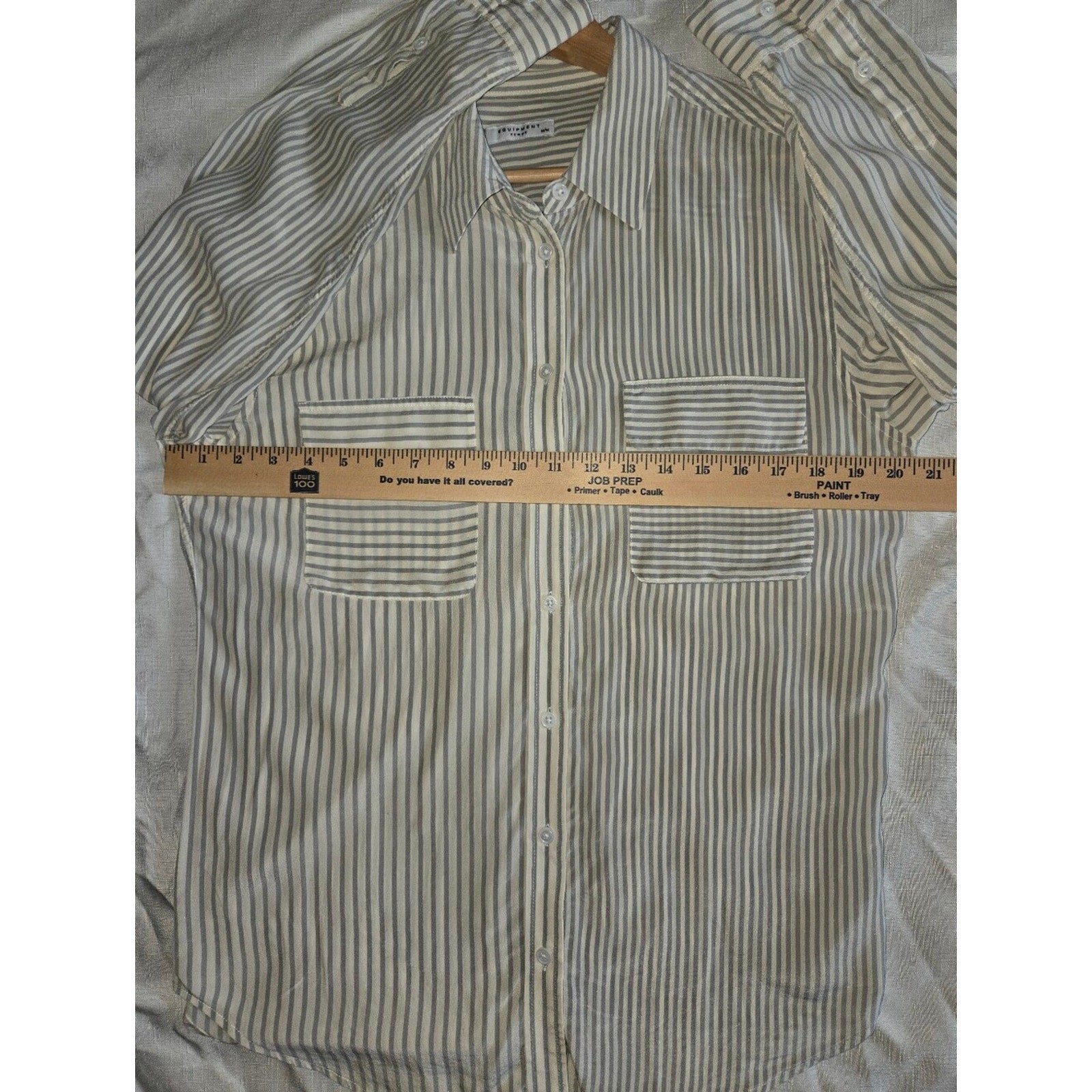 Equipment Femme 100% Silk Striped Button Down Blouse M Quiet Luxury