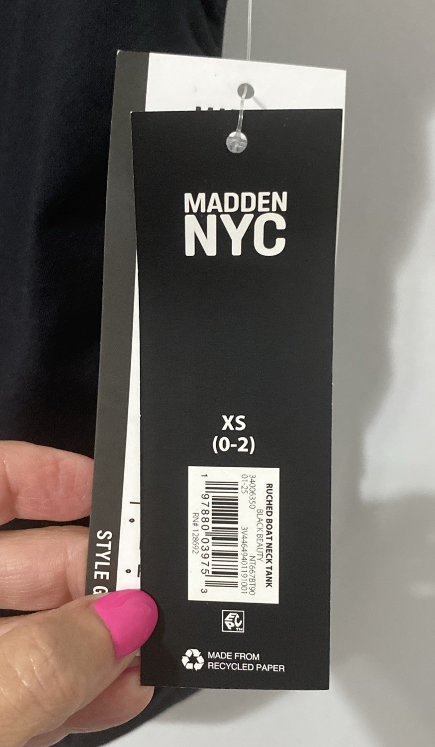 Madden NYC Women’s Sleeveless Side Ruched Boat Neck Tank Top Black XS (0-2)