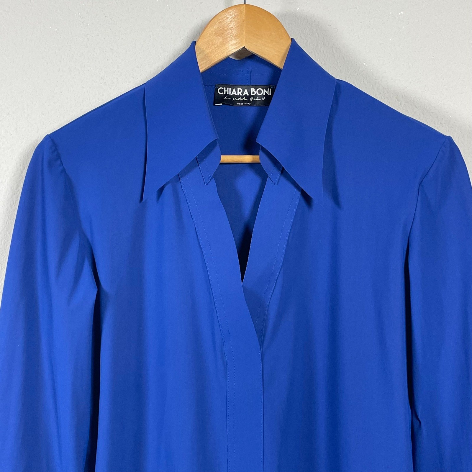 Chiara Boni Atena Top Women 44 Blue Long Sleeve Minimalist Quiet Luxury Office