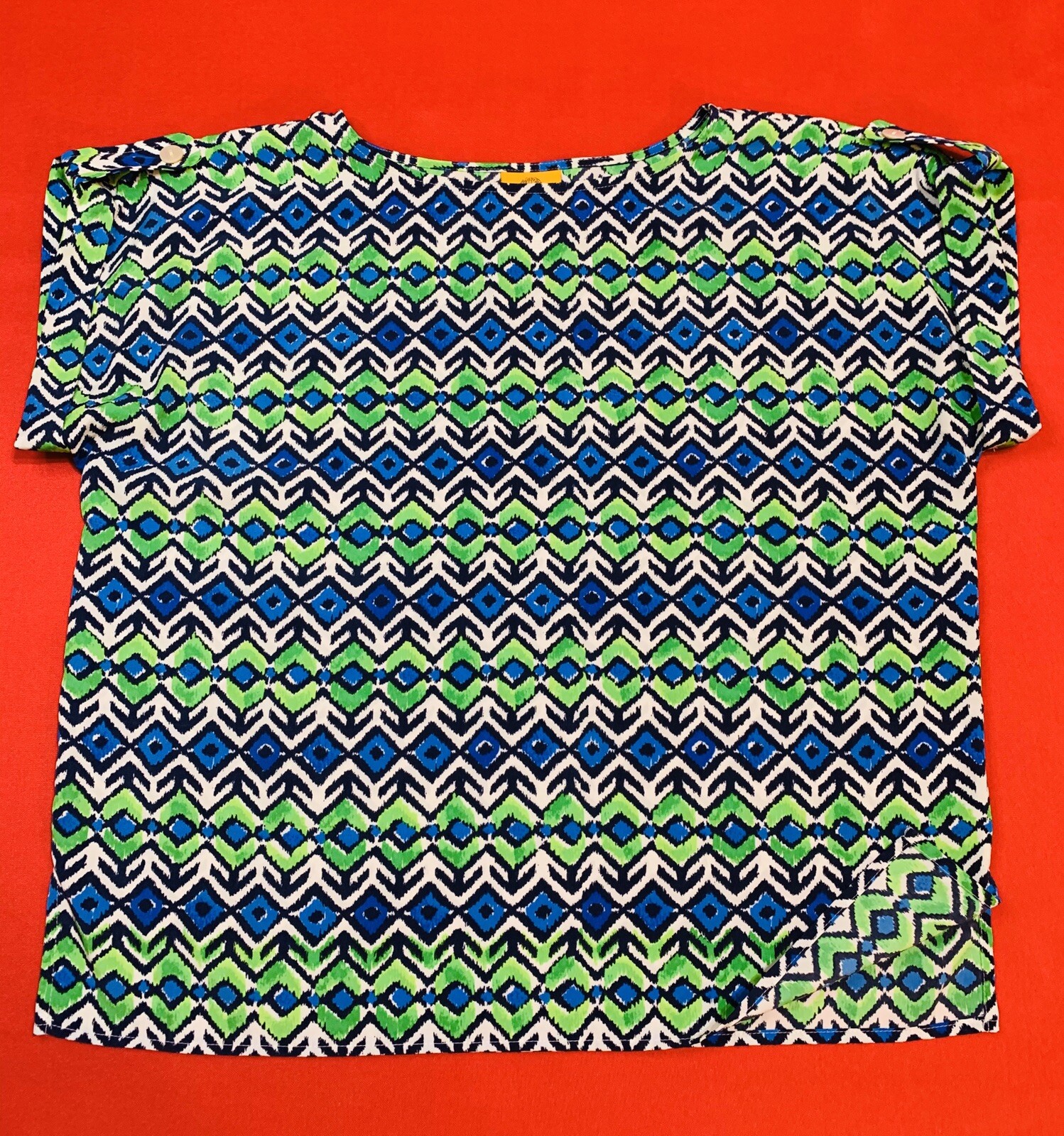RUBY RD … Short Sleeve Print Pullover Top … Petite Size 10P … NEW