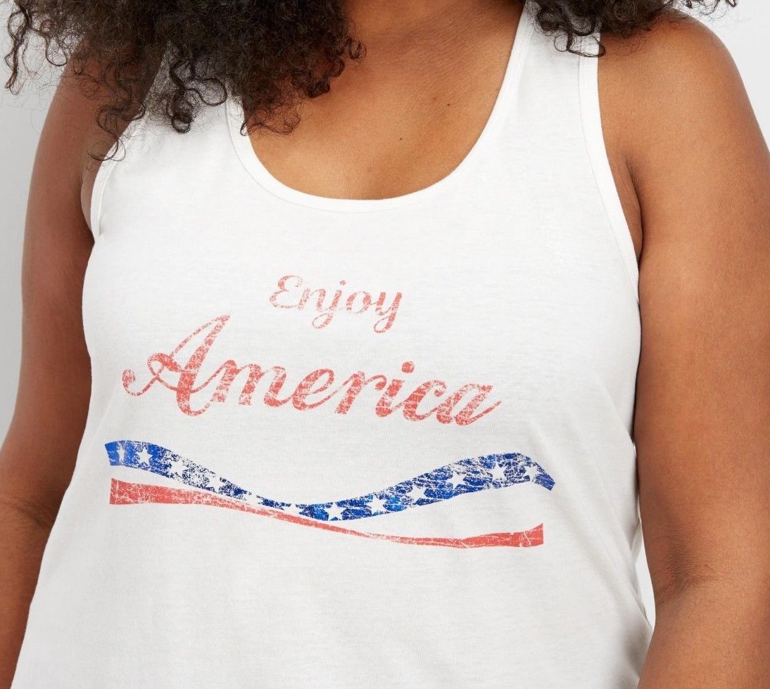 $34 Maurice’s KNIT XS enjoy America OFF WHITE TANK SHIRT SOFT TEXTURED top