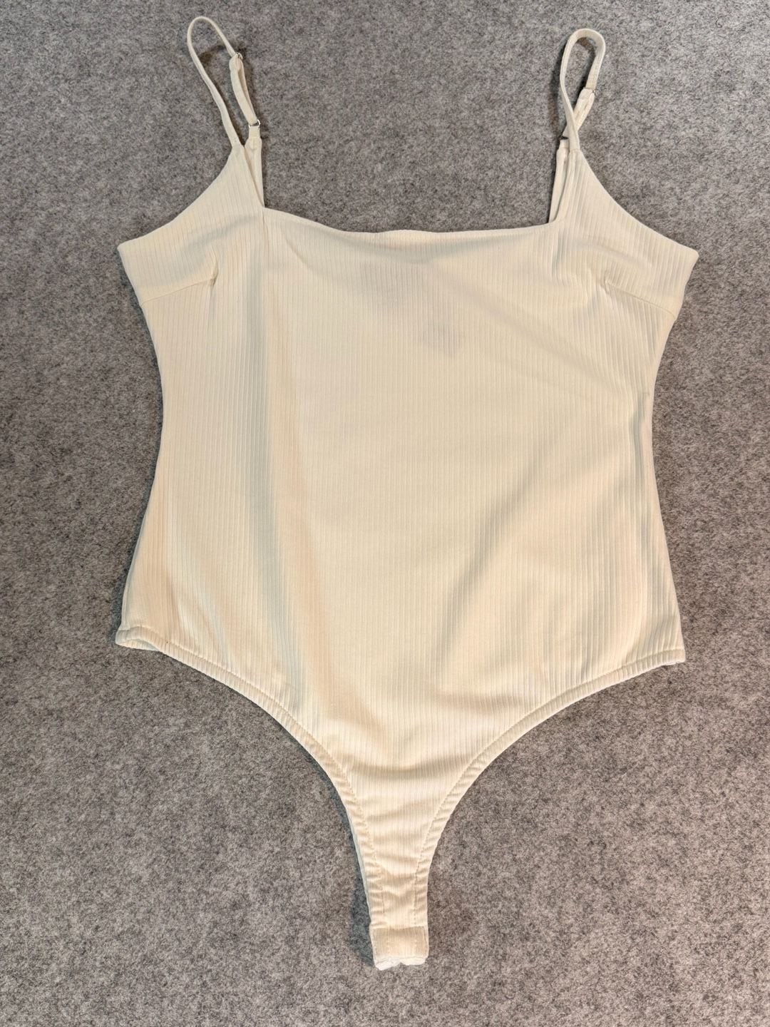 Lulus Ribbed White Cami Bodysuit Adjustable Straps Size XL NWT