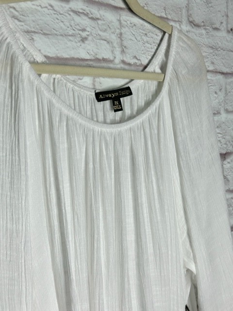 1X/2X/3X New Crisp White Gauze Peasant Top Boho Lace Blouse Tunic