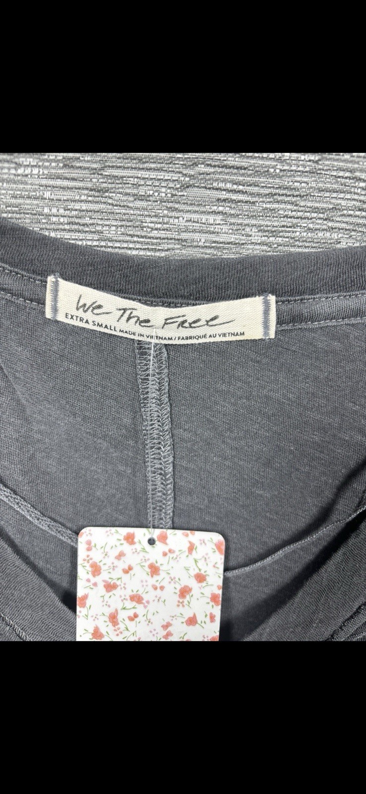NEW Free People Women’s On My Mind V-Neck Long Sleeve Shirt Dark Gray Size XS