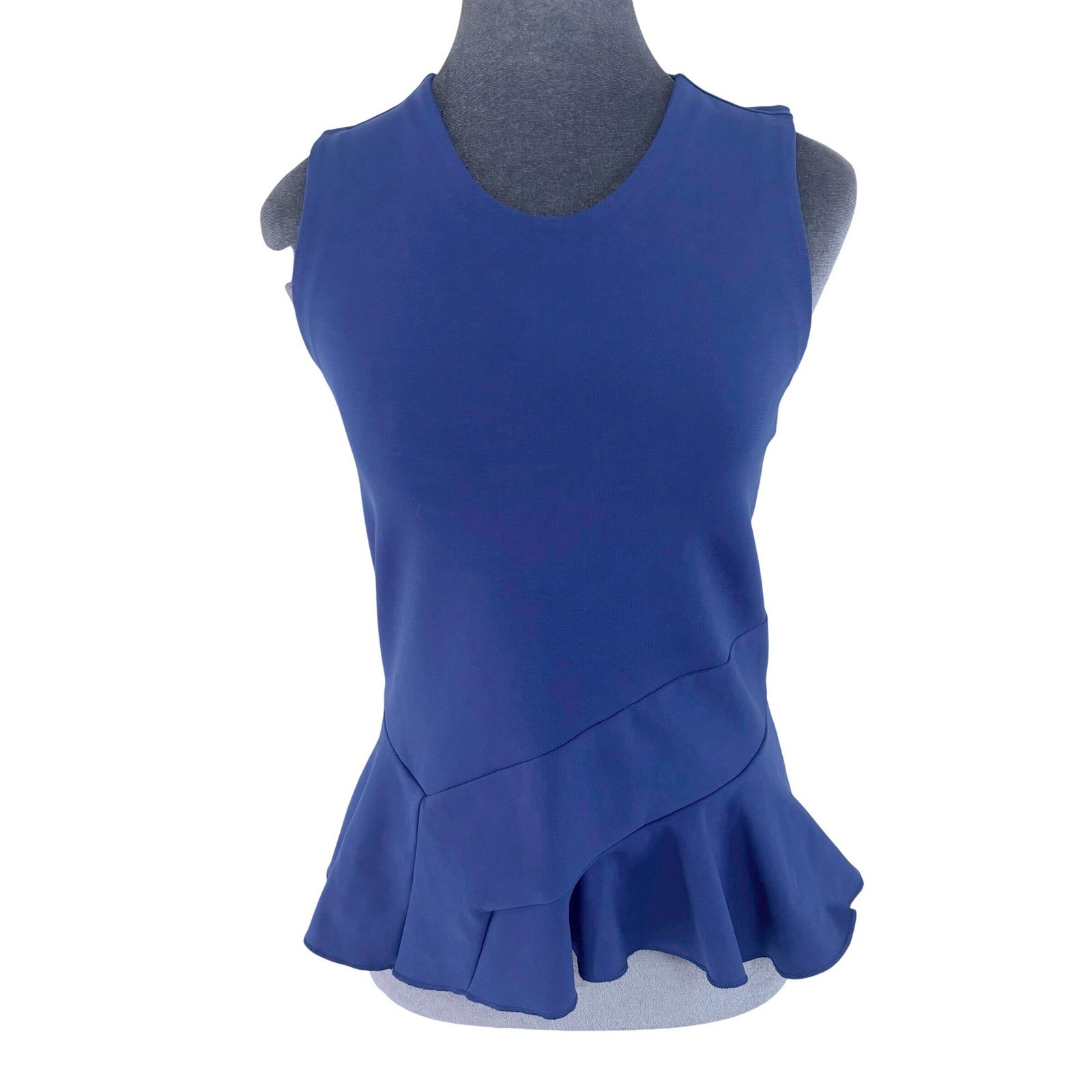 J.Crew Minimalist Modern Classic XS Royal Asymmetrical Ruffle Peplum Ponte Top