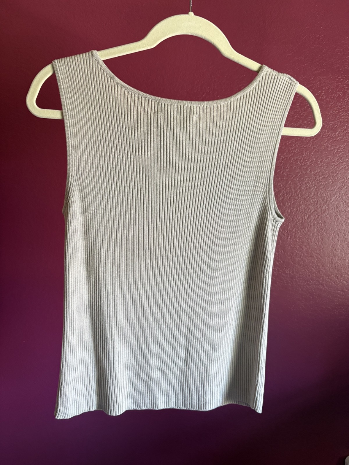Travis Ayers Silk Rayon Beige Nude Ribbed Knit Tank Top Womens 10 Medium