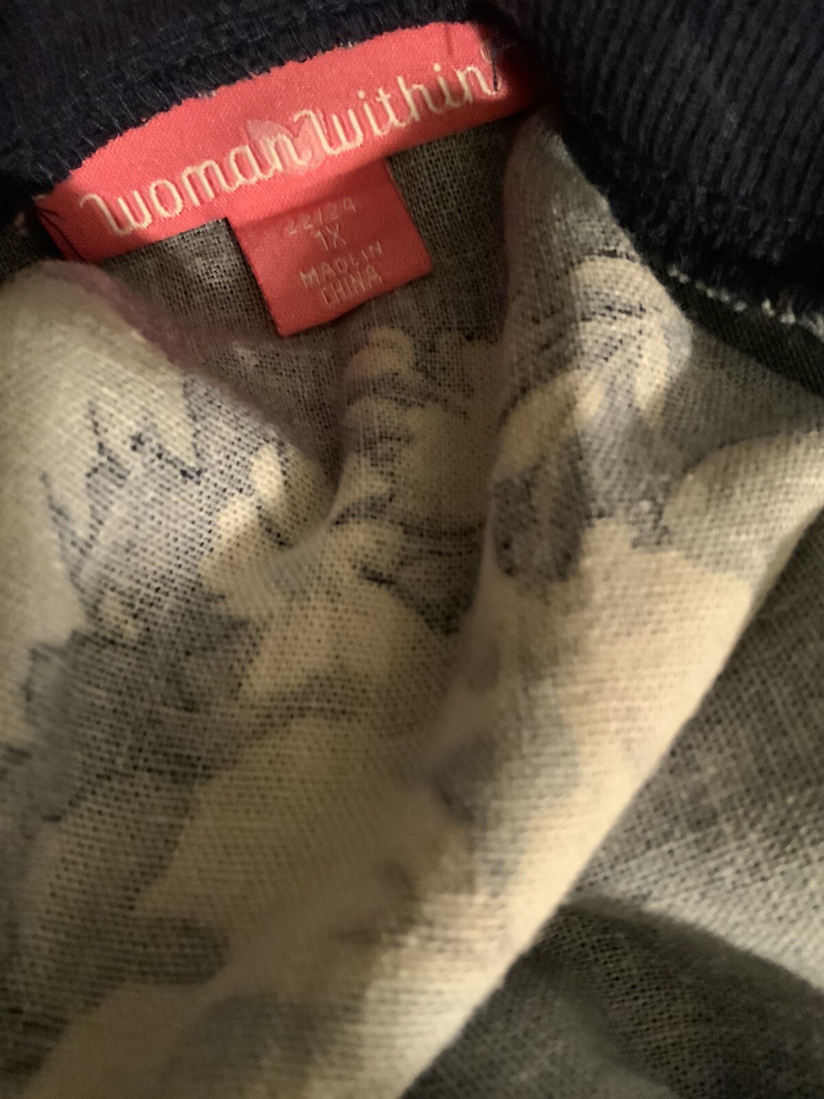 Woman Within Plus Size Jacket (22/24) Blue/White Floral 55% Linen 45% Rayon