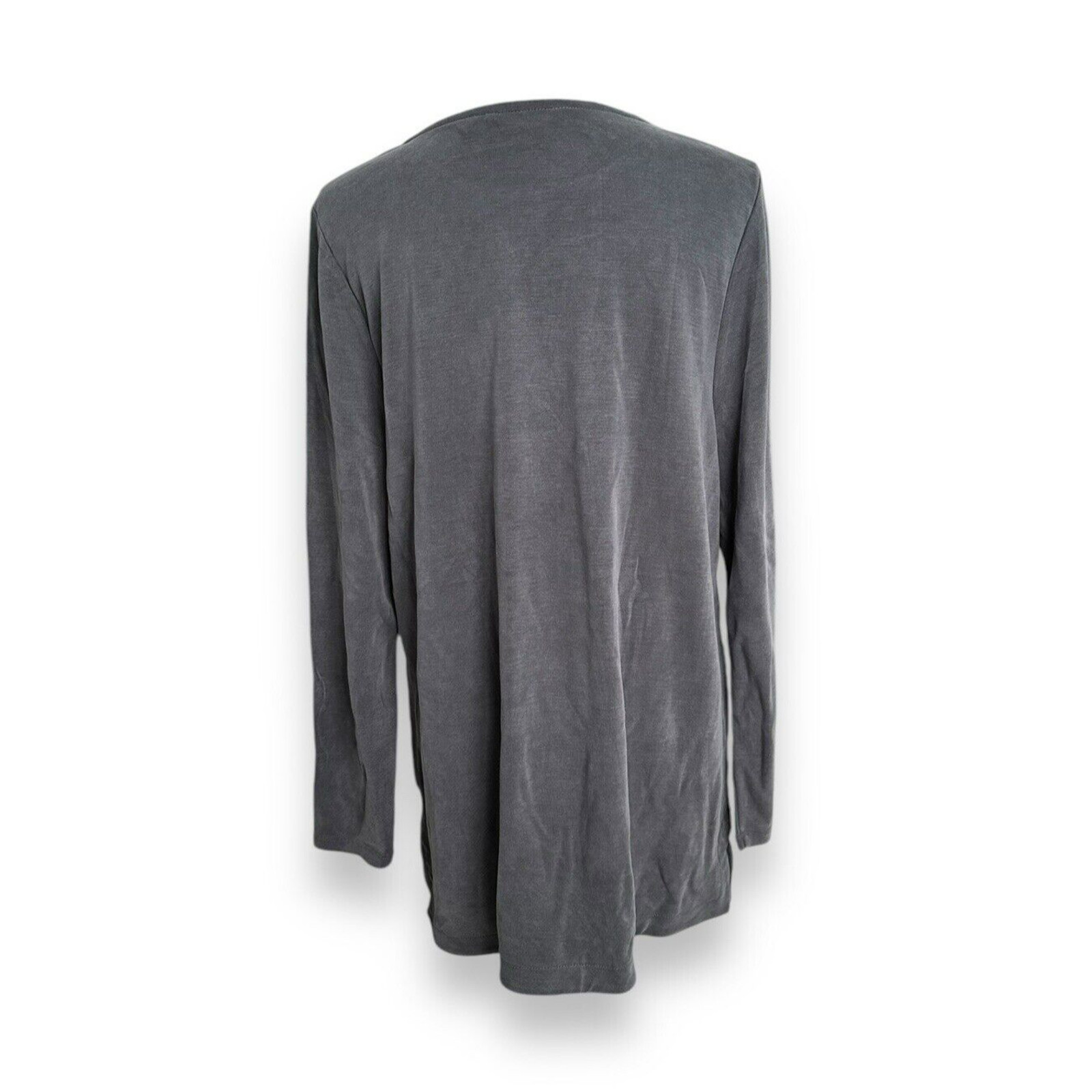 Soft Surroundings Scoop Neck Long Sleeve Dark Gray Modal Blend Tunic Top Large