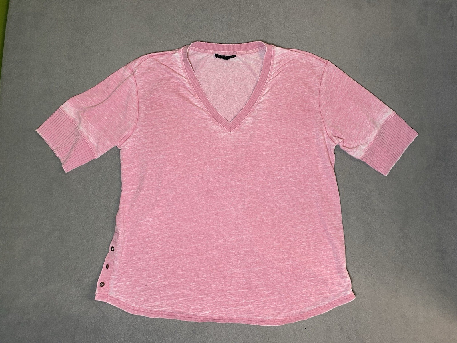 Jane+Delancey Women’s XL “Vintage Look” V Neck Pink T Shirt Granola Girl Beachy