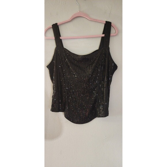 NWT Grace Karin Black Sequin Top size XL