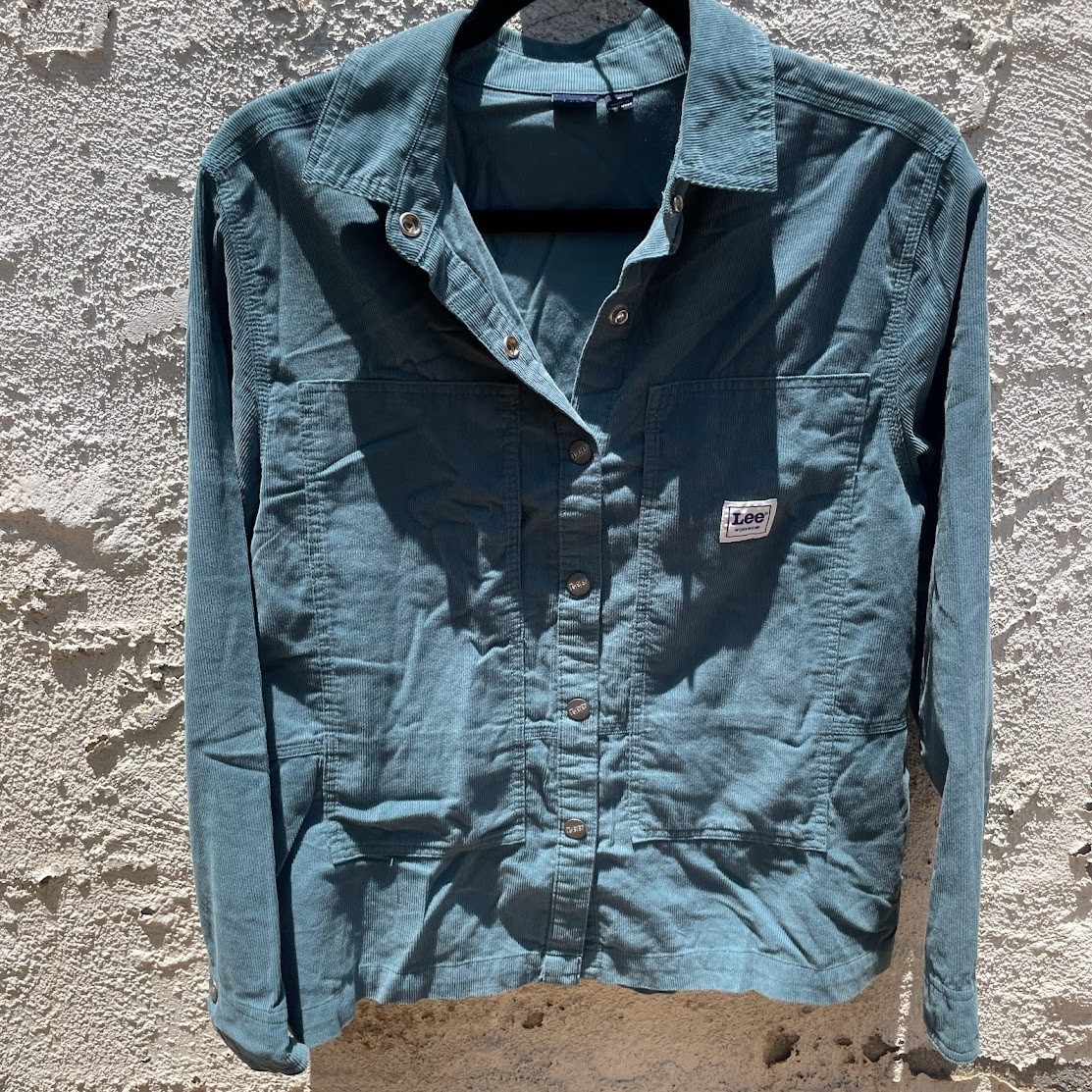Lee Workwear Corduroy Chore Jacket Women’s Small Blue Green Cotton Overshirt
