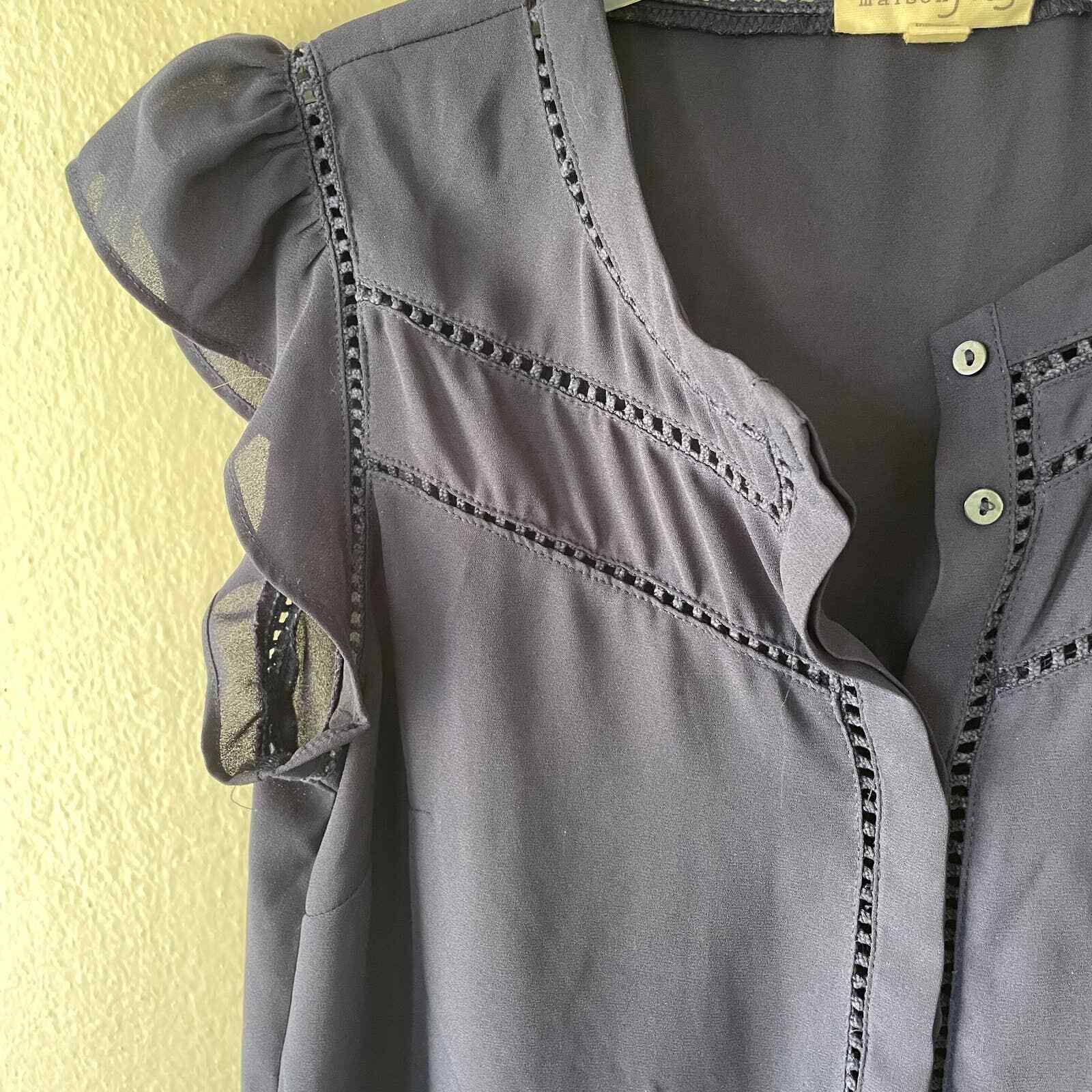Maison Jules Navy Blue cutout ruffles blouse Size S