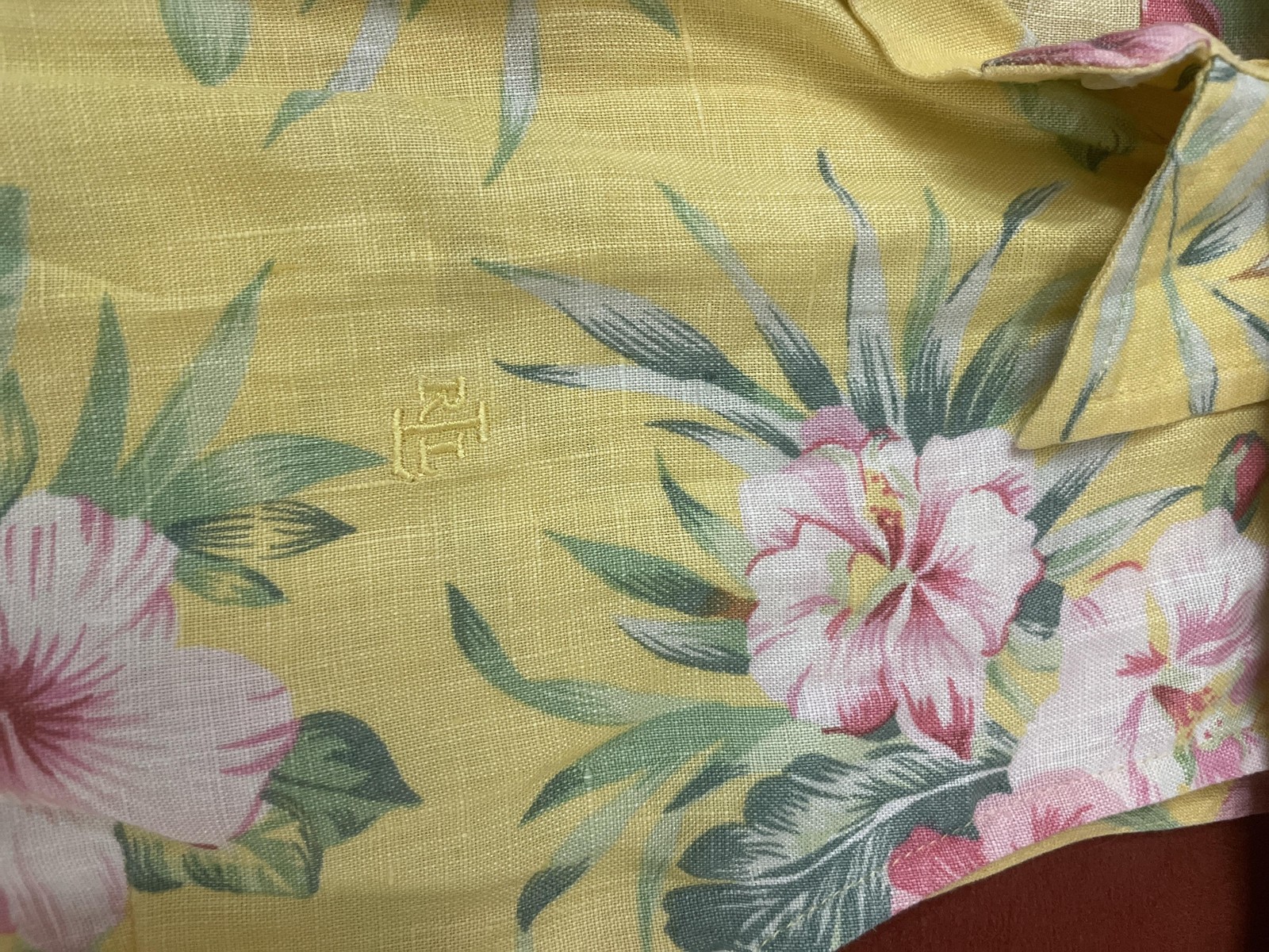 Lauren Ralph Lauren Button Up Shirt Womens P/S Yellow Floral Linen Sleeveless