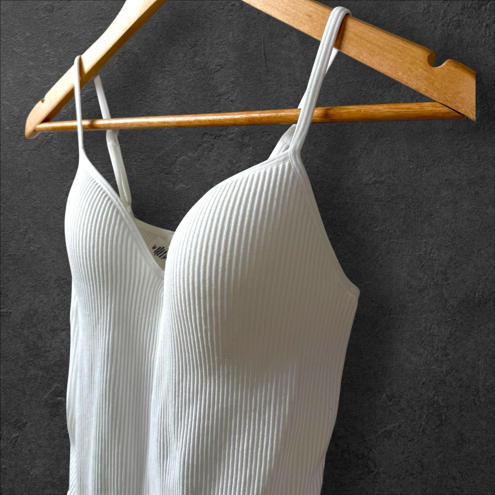 Ribbed Thong Bodysuit Womens Size M/L White Stretch Padded Capsule Wardrobe
