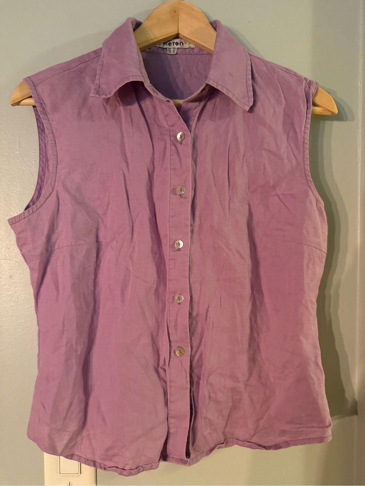 Sleeveless Button-Down Blouse in Lavender by Koton**minor stain on colar**