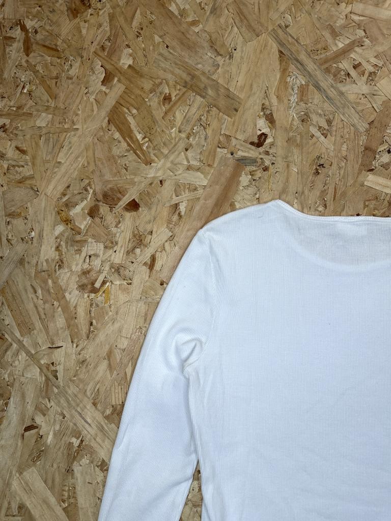 Cotton On Ribbed Long Sleeve Top Womens Medium White Crew Neck Knit Tee