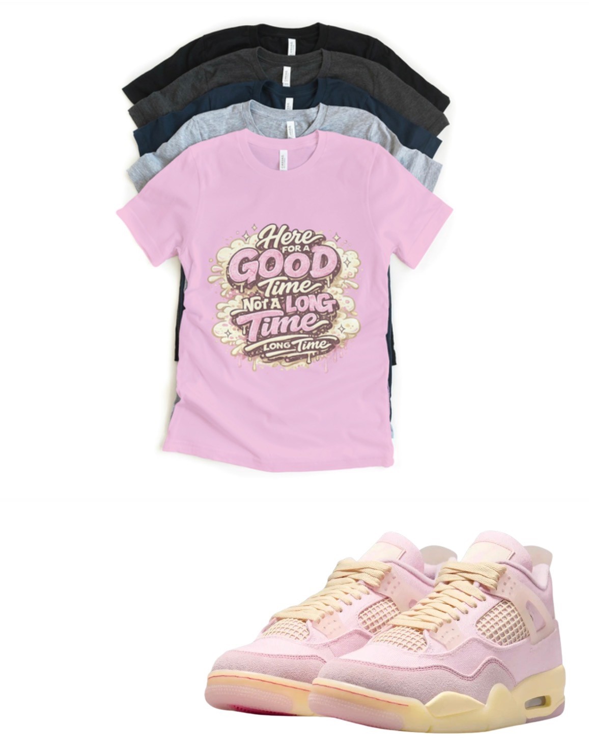 Shirt to match Jordan 4 Iced Carmine Pink Denim Good Time Sneakerhead Match Tee