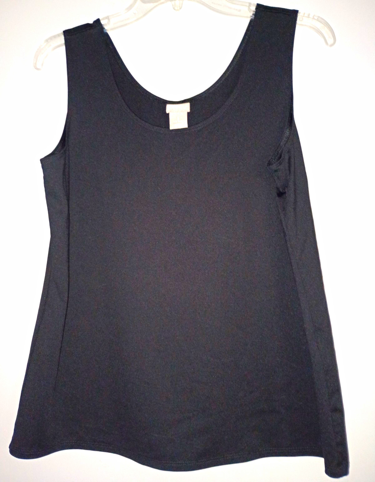 Chico’s Women’s Black Solid Scoop Neck Sleeveless Knit Tank Top Sz 2