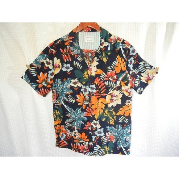 Hawaiian floral multicolor blouse, woman’s large Denim & Flower Ricky Signh