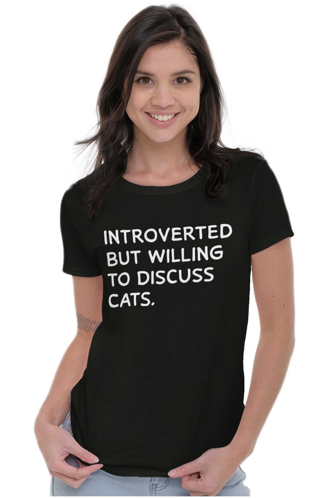 Funny Introvert But Willing To Discuss Cats Graphic T Shirts for Women T-Shirts