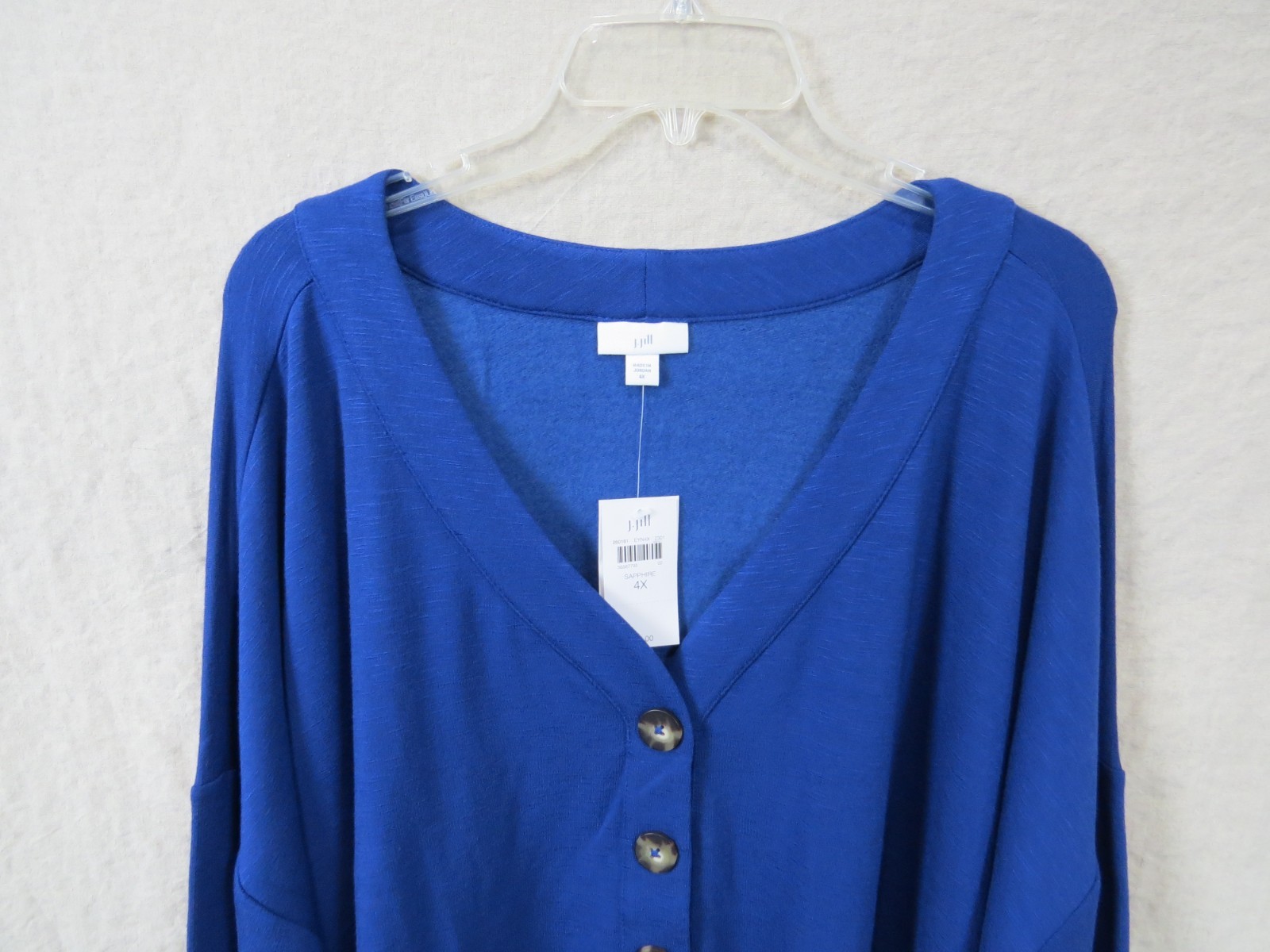 NEW J. Jill V-Neck Henley Top Soft Rayon Blend SIZE 4X Sapphire Blue