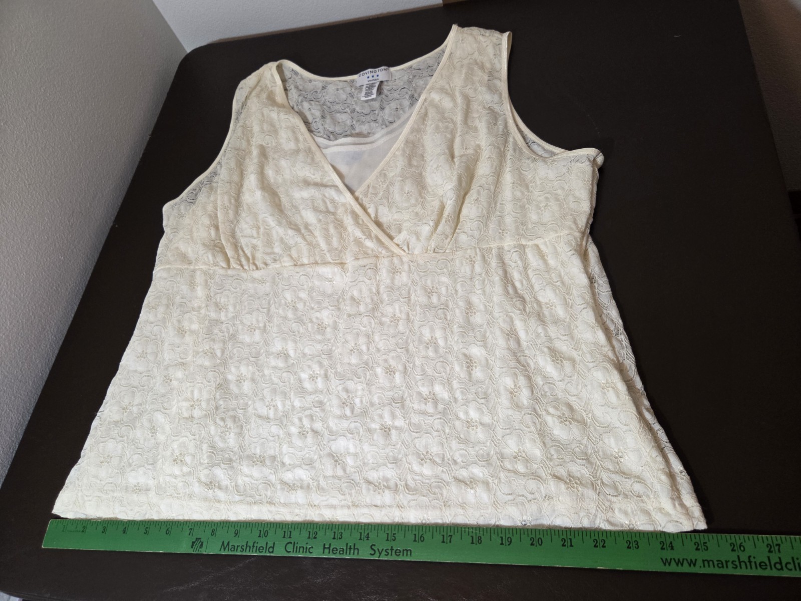 Covington Womens Plus Size 2x Cream Lace Sleeveless Blouse 2fer New Nwt