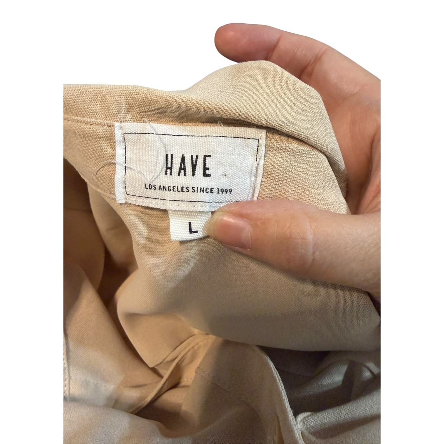 HAVE Los Angeles Tan Beige Long Sleeve Button Down Blouse Shirt 99868-CH798 L