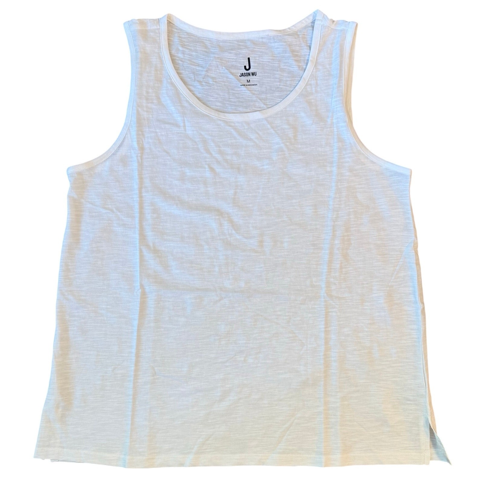 J Jason Wu Tank Top 100% Cotton Slub Jersey Scoop Neck Summer White Women Medium