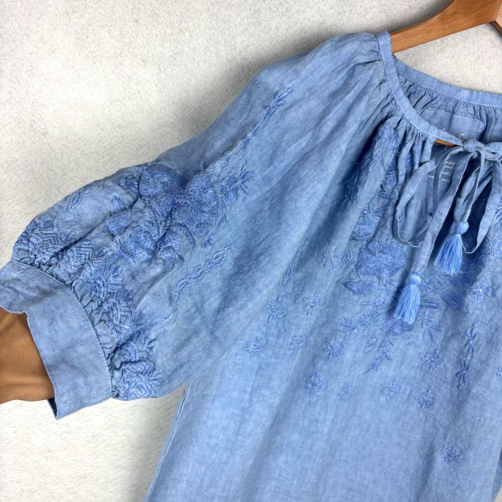 NWT Kyla Seo Caite Sz S 100% Linen Dress Tunic Blue Women Costal Beach Resort