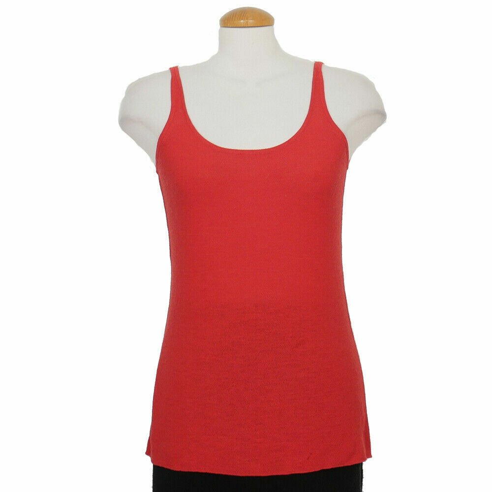 EILEEN FISHER Cardinal Red Washable Wool Links Scoop Neck Tank Top M