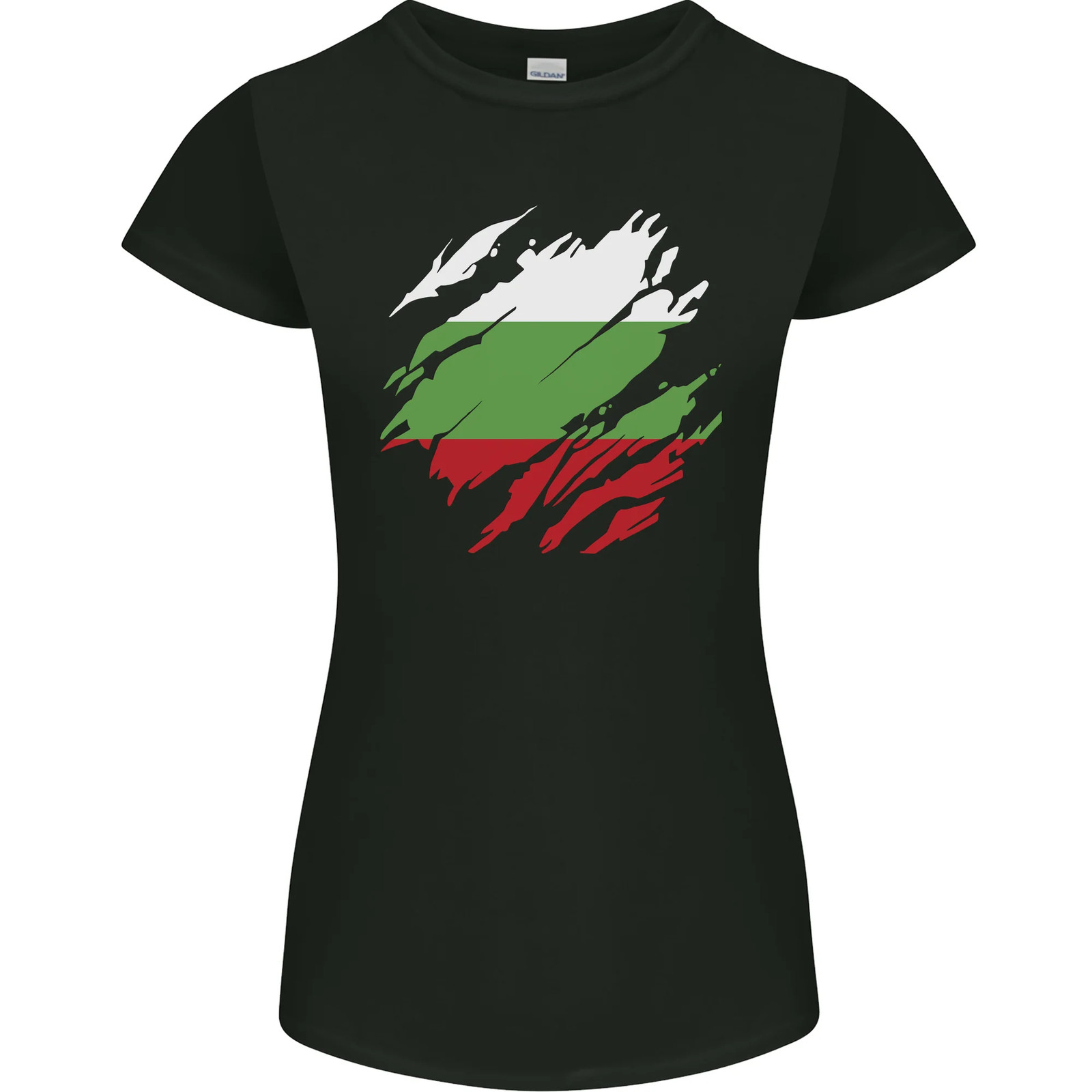 Torn Bulgaria Flag Bulgarian Day Football Womens Petite Cut T-Shirt