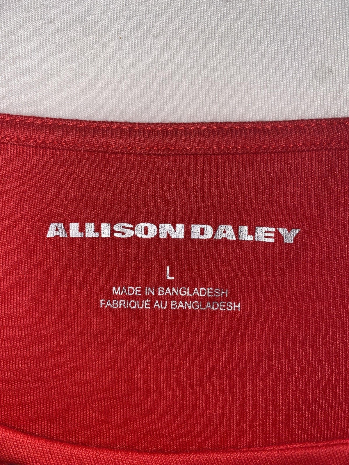 Allison Daley Blouse Womens Large Red 3/4 Sleeve Studded Scoop Neck Jersey Top