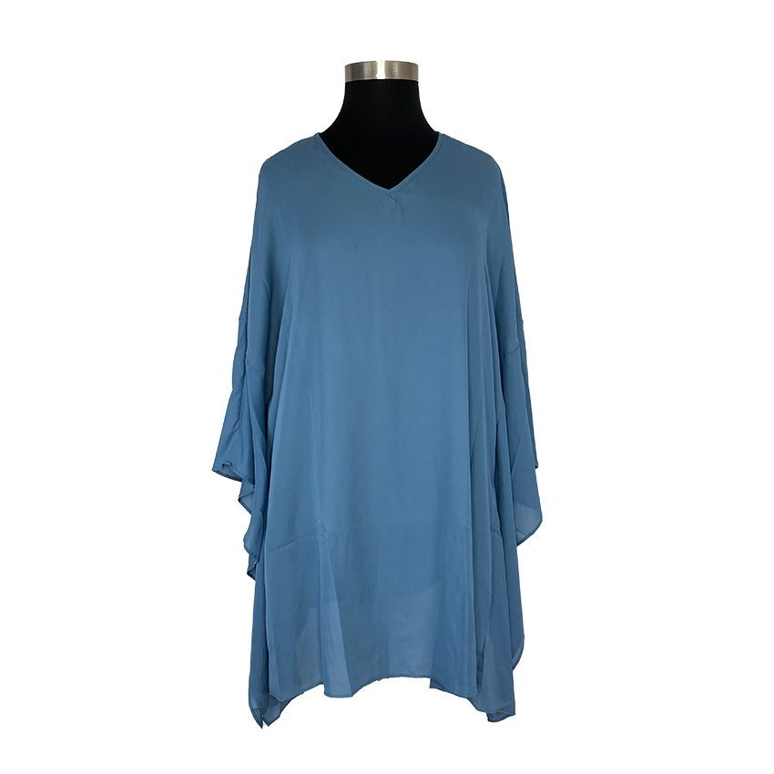 Dare 2B Stylish OS 2X Blue Chiffon Mumu Top Sheer Art To Wear Lagenlook