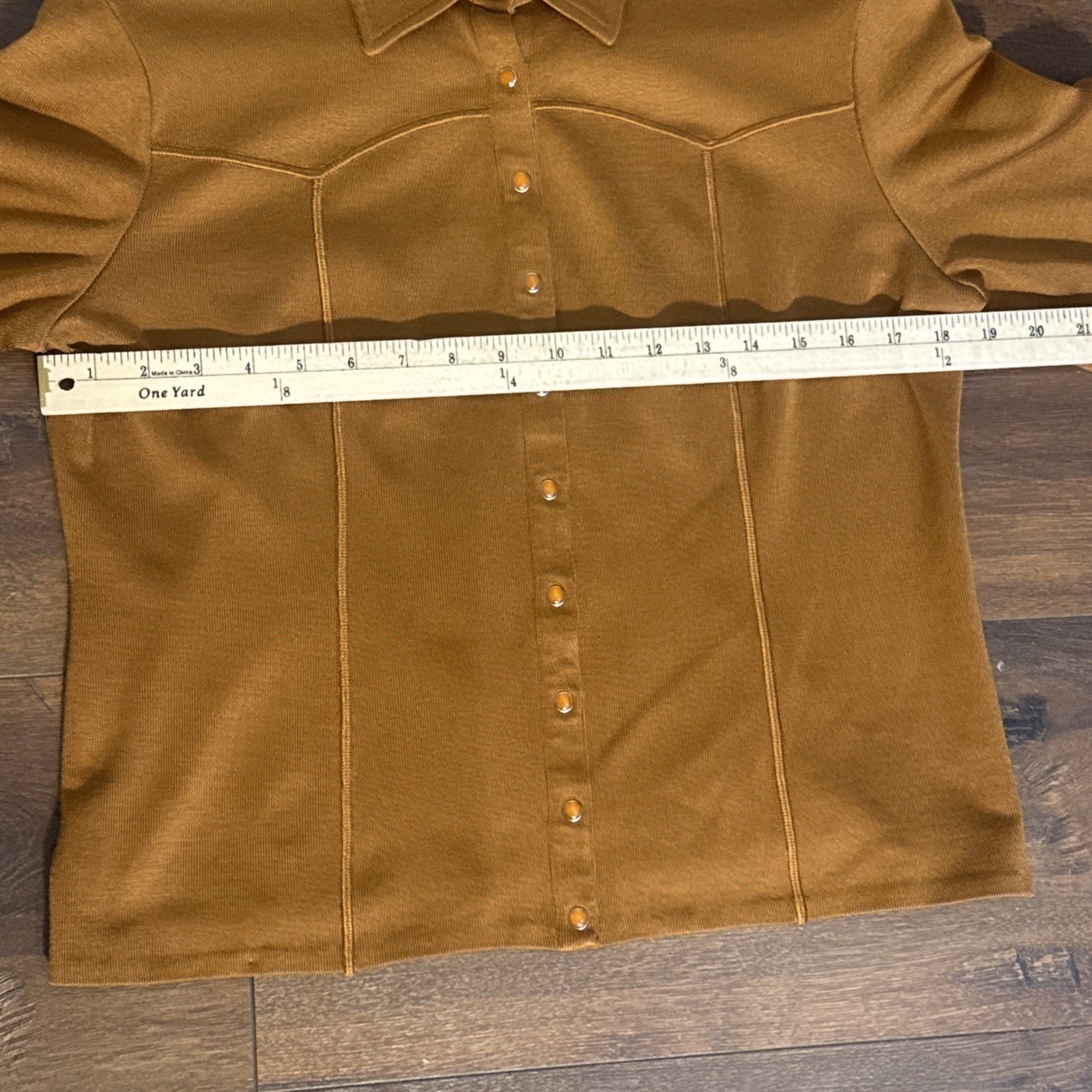 VTG Irka By Ssg Metal Button Down Shirt Camel Brown Women’s Silk Blend Large