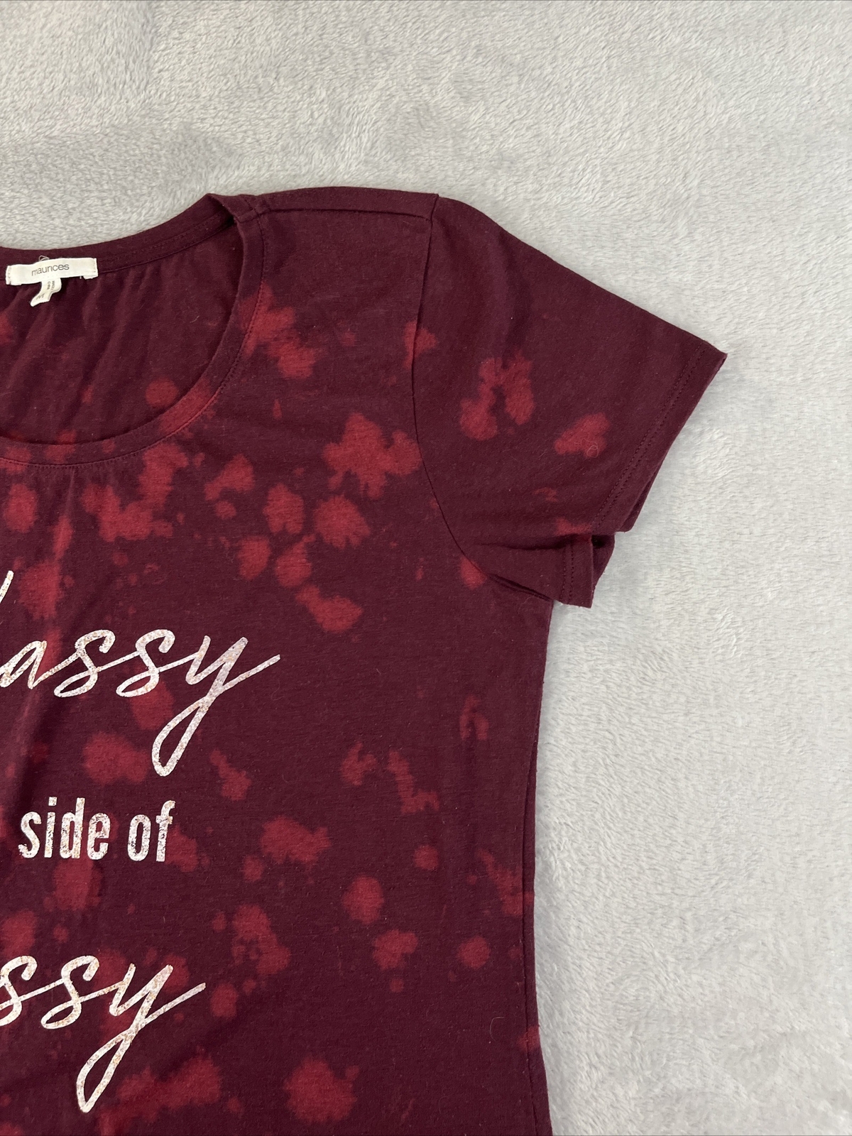 Maurices womens burgundy short sleeve Classy with a side of sassy tshirt size M