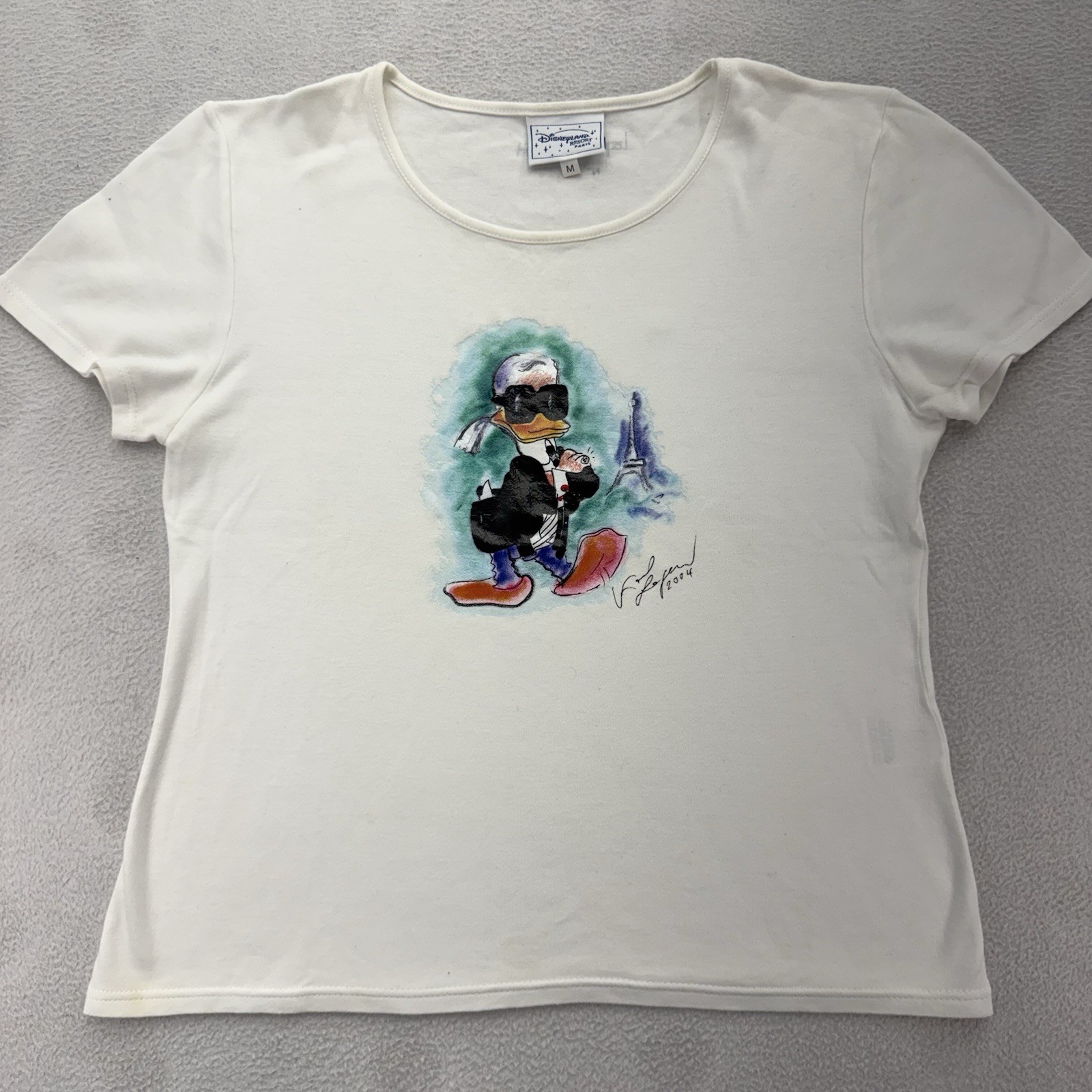 VTG Disney Donald Duck x Karl Lagerfeld Gallery No. 2449 Desinger T-Shirt 2004 M