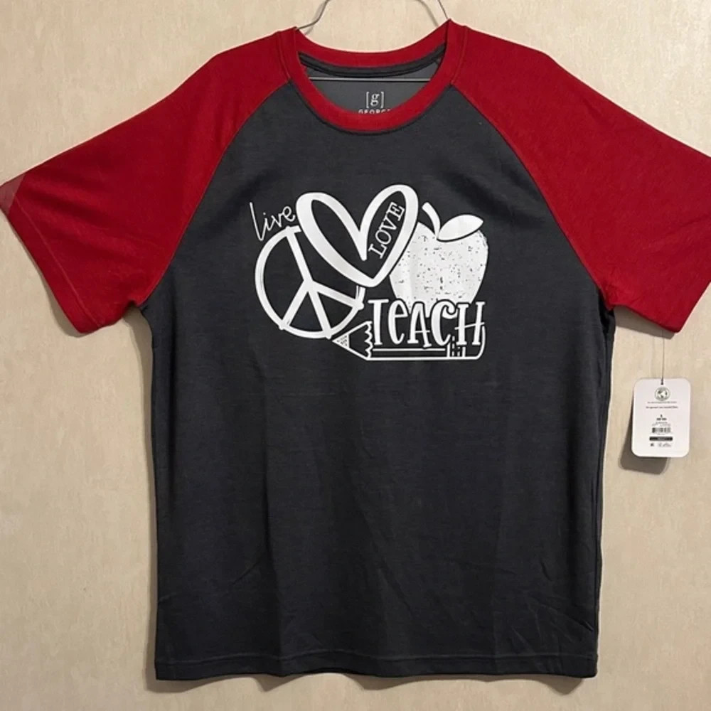 NWT George Teacher Tee – Red and Grey