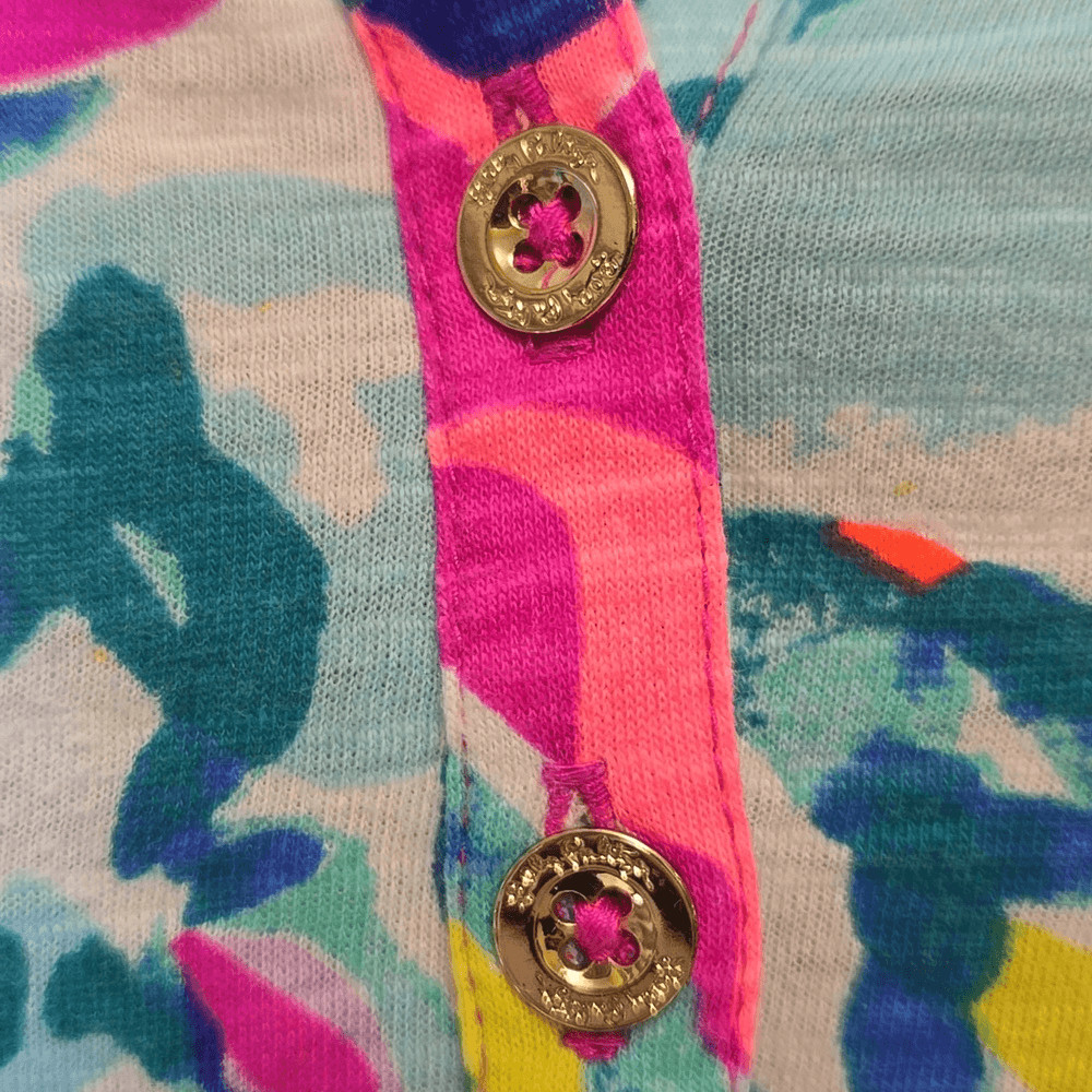 Lilly Pulitzer Essie Tank Top Size Medium Cotton Colorful Floral Beach Coastal