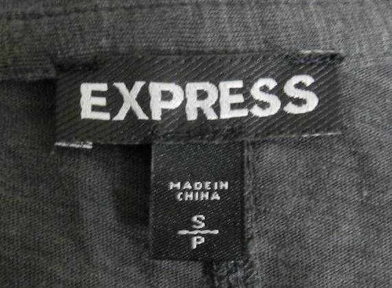 Express “NYC Rodeo” Women’s Size Small Gray Black Shirt SS Studded Neckline