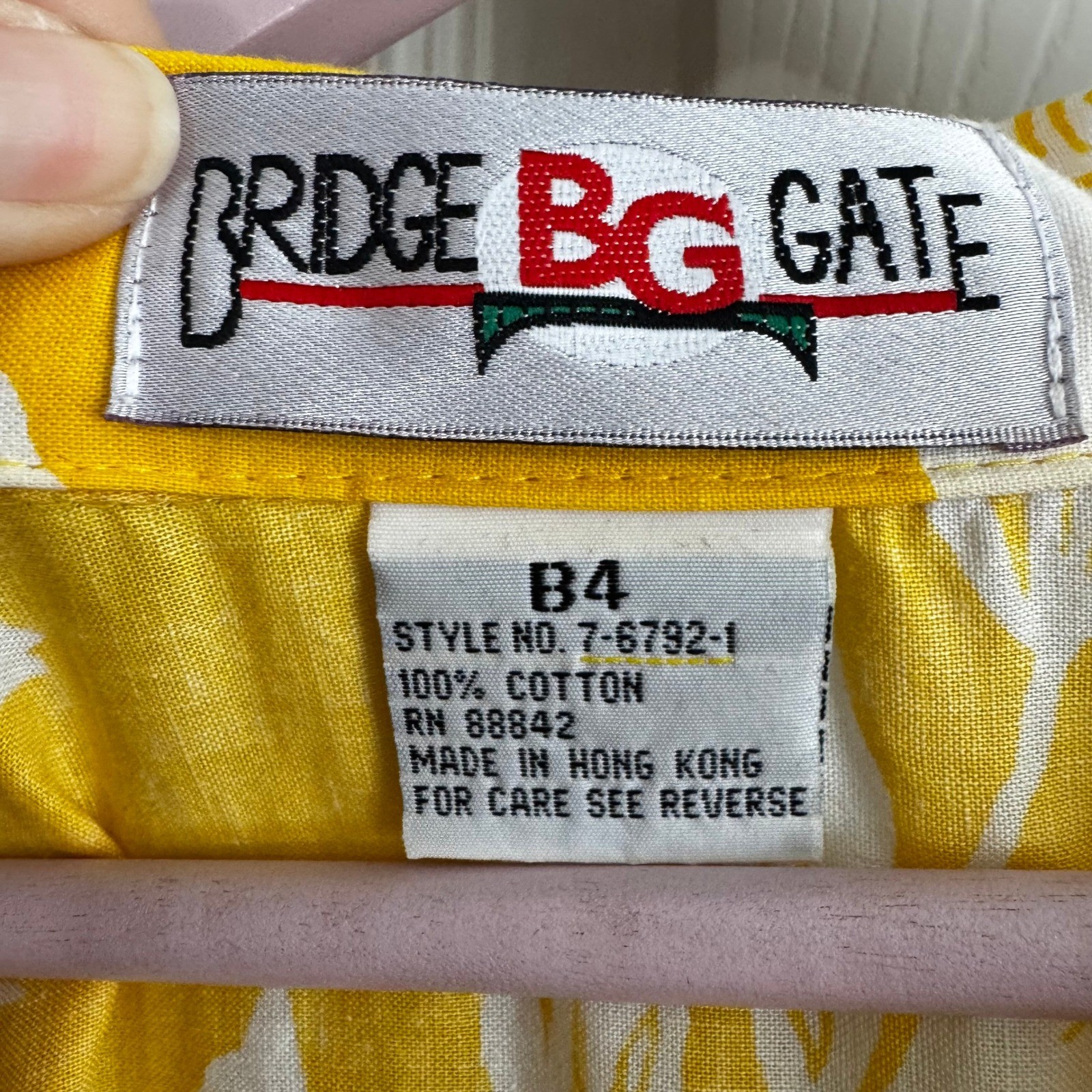 Bridge Gate Yellow White Floral Cotton Button Down Shirt Plus Size B4/3XL Summer